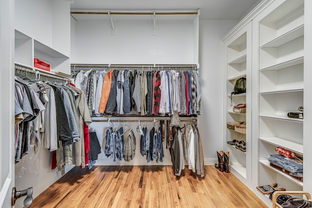 walk in closet featuring light wood-style flooring