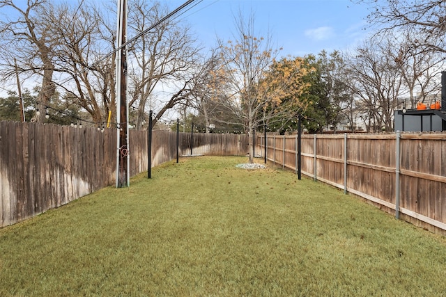 view of yard with a fenced backyard