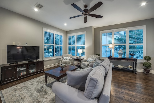 2111 Albany St, Dallas, TX 75201 - living room featuring recessed lighting, visible vents, stairway, and wood finished floors
