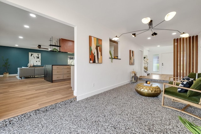4707 Weyhill Dr, Arlington, TX 76013 - living room with baseboards, recessed lighting, and ceiling fan