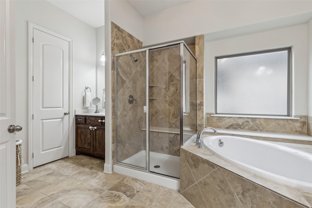 8 Center Ct, Heath, TX 75032 - full bathroom featuring a garden tub, a stall shower, and vanity