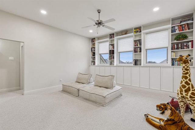 8 Center Ct, Heath, TX 75032 - sitting room featuring carpet flooring, a ceiling fan, and recessed lighting