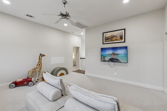 8 Center Ct, Heath, TX 75032 - bedroom with carpet floors, recessed lighting, connected bathroom, and a ceiling fan