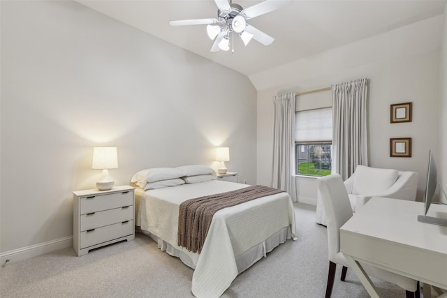 8 Center Ct, Heath, TX 75032 - bedroom with lofted ceiling, light colored carpet, and a ceiling fan