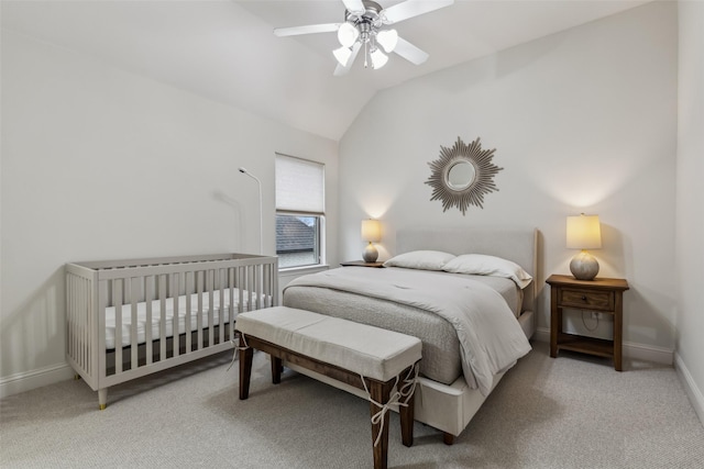 8 Center Ct, Heath, TX 75032 - bedroom featuring carpet, lofted ceiling, and a ceiling fan
