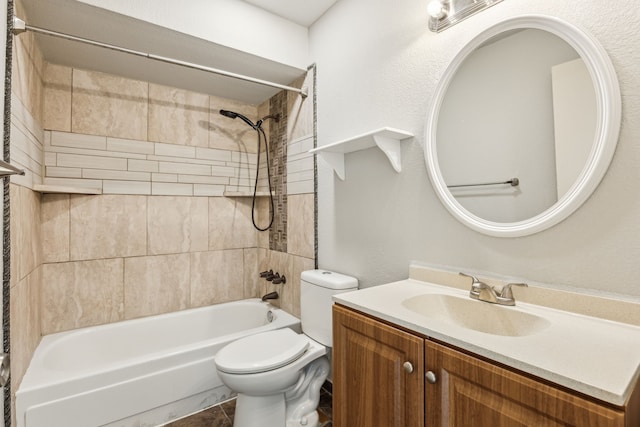 full bath featuring shower / bath combination, toilet, and vanity