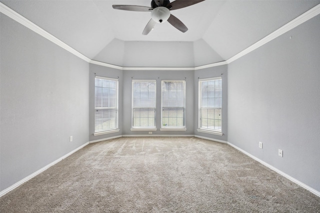 empty room with light carpet, vaulted ceiling, and a wealth of natural light