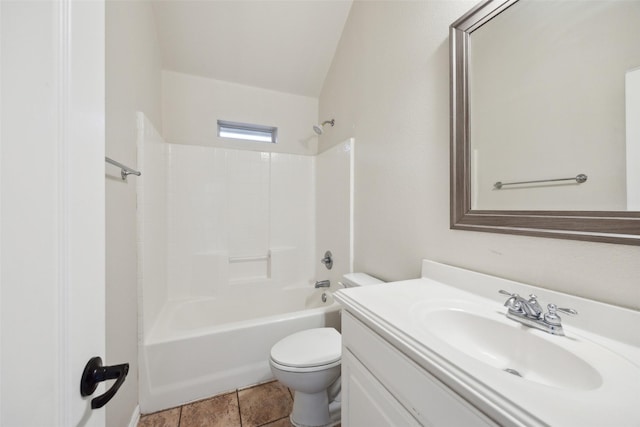 full bathroom with bathing tub / shower combination, vanity, and toilet