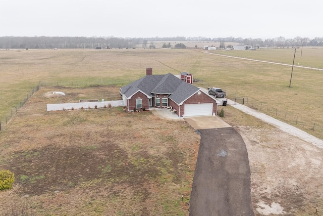 bird's eye view featuring a rural view