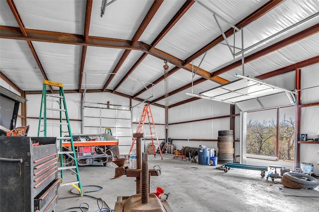 garage with metal wall