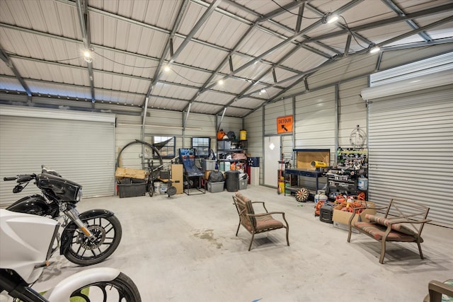 garage featuring metal wall