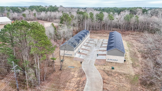 bird's eye view featuring a view of trees