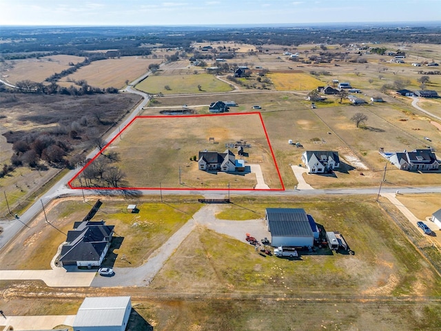 aerial view featuring a rural view