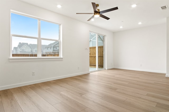 723 Prosper Ln, Wylie, TX 75098 - spare room featuring a ceiling fan, light wood finished floors, recessed lighting, and baseboards