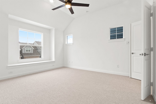 723 Prosper Ln, Wylie, TX 75098 - unfurnished room with ceiling fan, light carpet, lofted ceiling, and baseboards