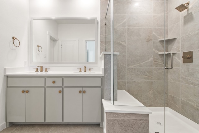 723 Prosper Ln, Wylie, TX 75098 - bathroom featuring a shower stall and double vanity