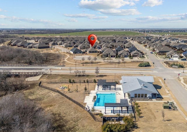 aerial view with a residential view