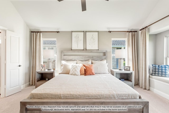 13133 Yellowstone Way, Providence Village, TX 76227 - bedroom featuring lofted ceiling, multiple windows, and light carpet
