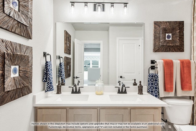 13133 Yellowstone Way, Providence Village, TX 76227 - bathroom featuring a sink, toilet, and double vanity