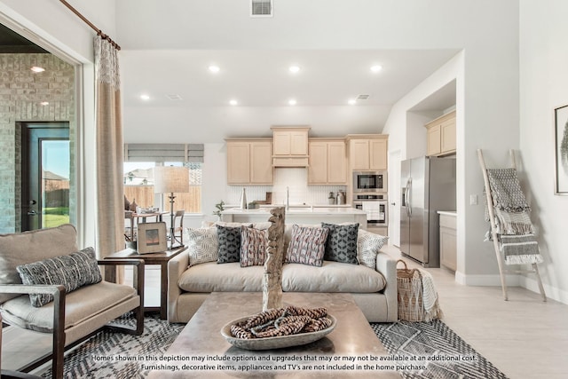 13133 Yellowstone Way, Providence Village, TX 76227 - living area with baseboards, visible vents, and recessed lighting