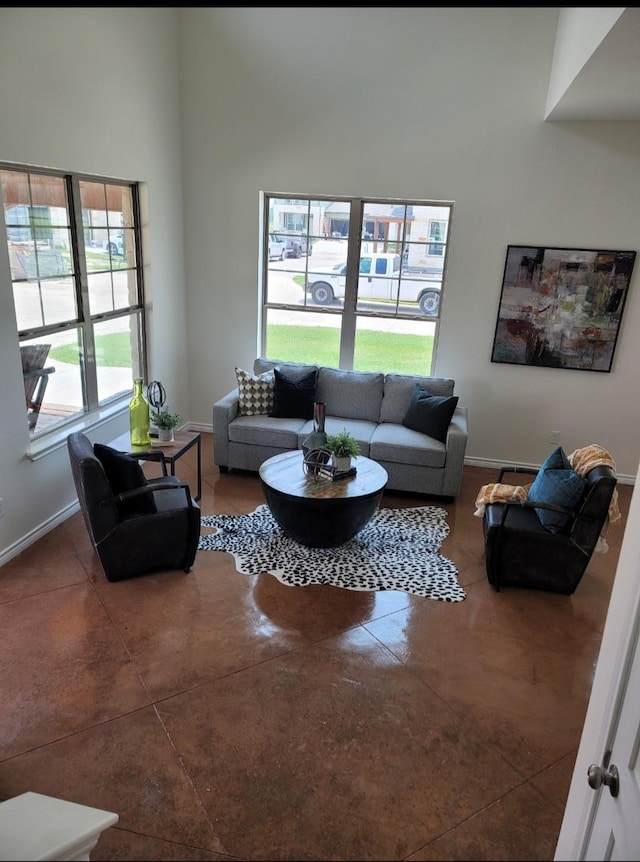 living area with baseboards