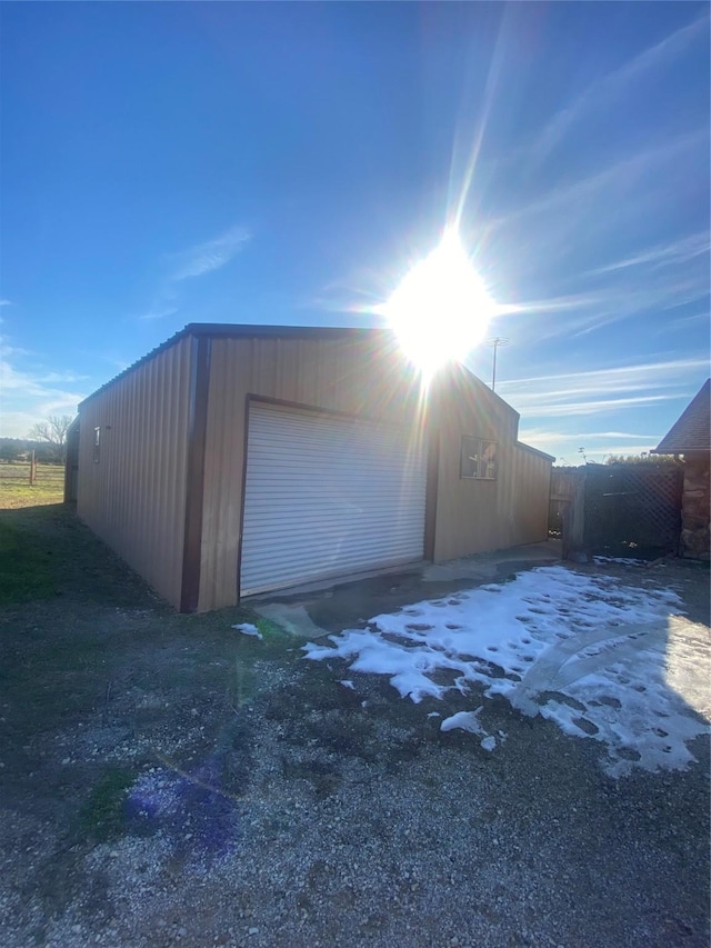 detached garage with driveway