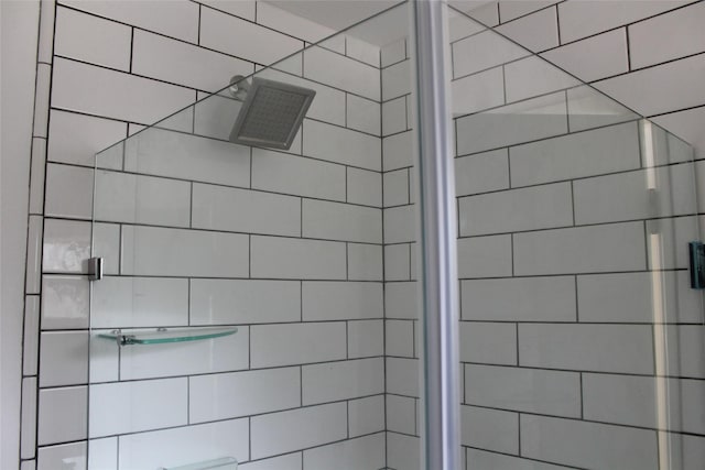 bathroom featuring a shower stall