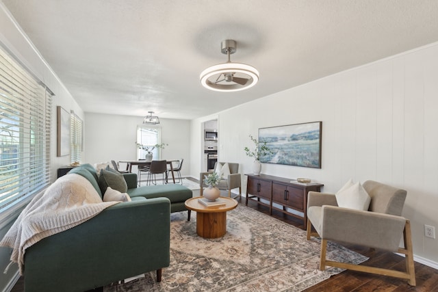 living area with wood finished floors