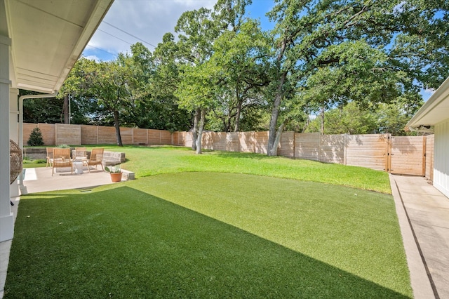 view of yard featuring a fenced backyard and a patio