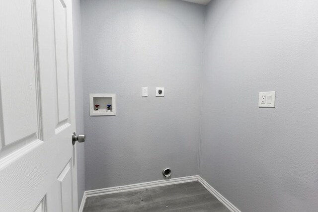 3321 Old Hickory Trl, Forest Hill, TX 76140 - laundry area featuring hookup for an electric dryer, baseboards, washer hookup, and dark wood-style floors