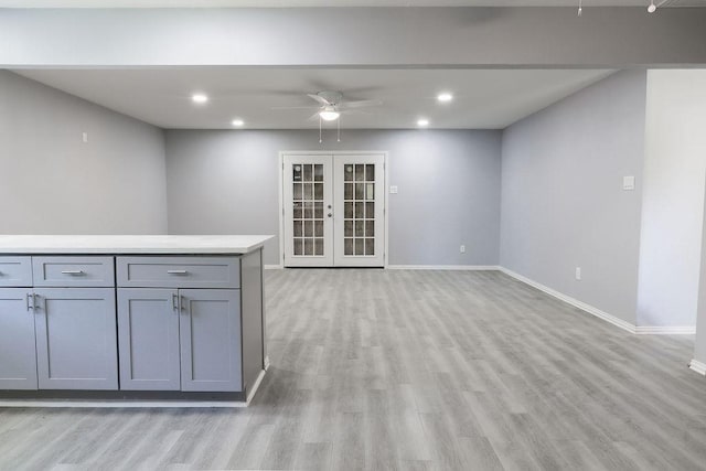 3321 Old Hickory Trl, Forest Hill, TX 76140 - unfurnished room with ceiling fan, light wood finished floors, baseboards, french doors, and recessed lighting