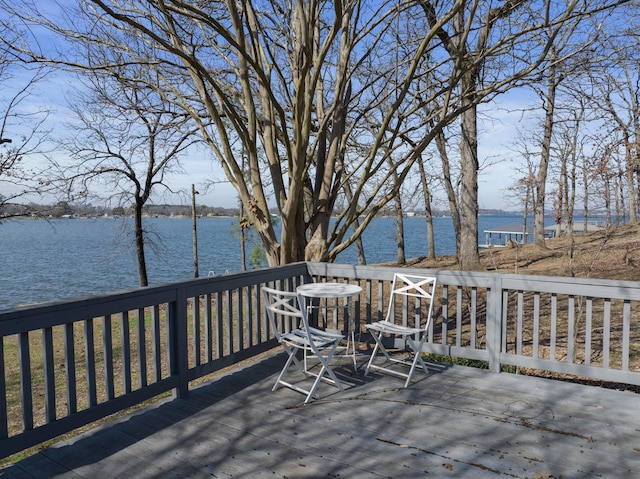 deck with a water view