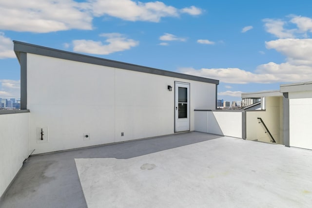 view of patio with a view of city