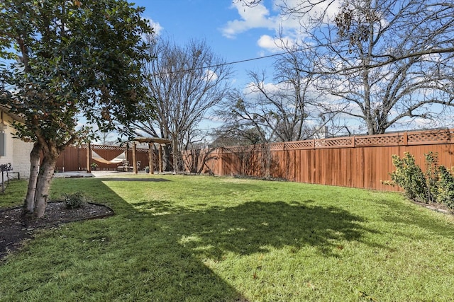 view of yard featuring a fenced backyard