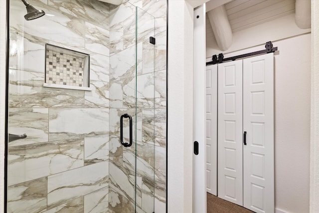 bathroom featuring a stall shower