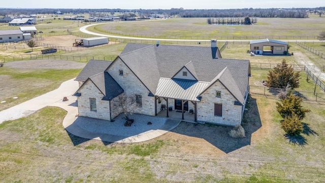 drone / aerial view featuring a rural view