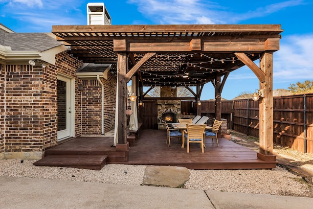 view of patio with a deck and a fenced backyard