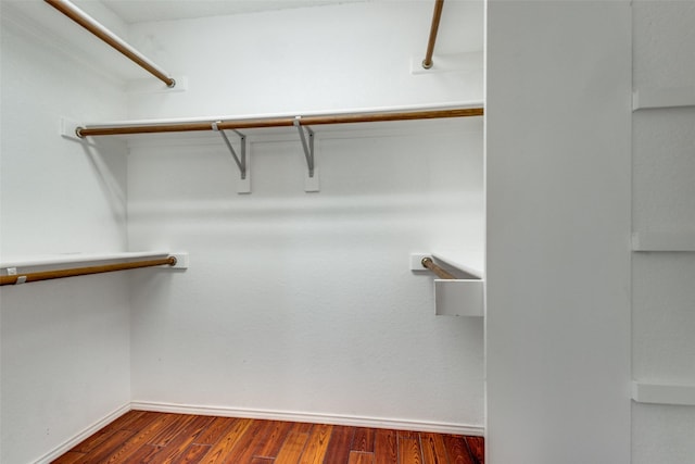 spacious closet with dark wood-type flooring