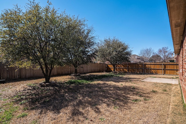 view of yard with a fenced backyard