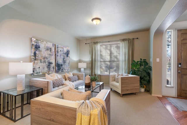 living area featuring baseboards