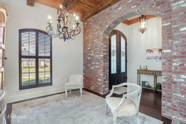 interior space with french doors and covered porch