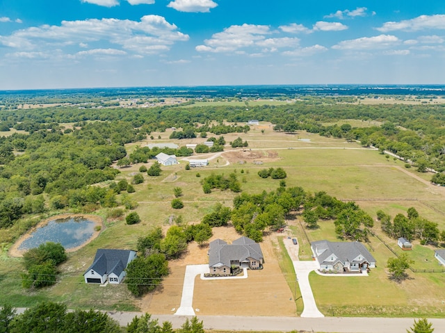 bird's eye view with a view of trees