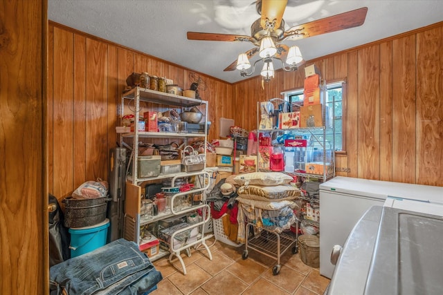 storage area with ceiling fan