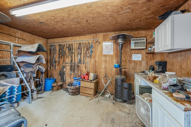 storage area featuring a wall mounted air conditioner