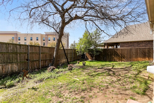 view of yard featuring a fenced backyard