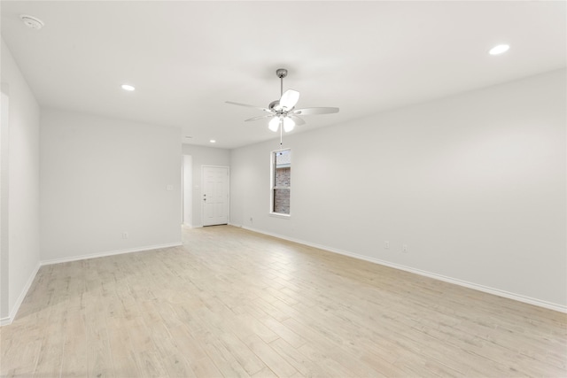 1810 Iris Rd, Melissa, TX 75454 - unfurnished room featuring a ceiling fan, baseboards, light wood-style flooring, recessed lighting, and a smoke detector