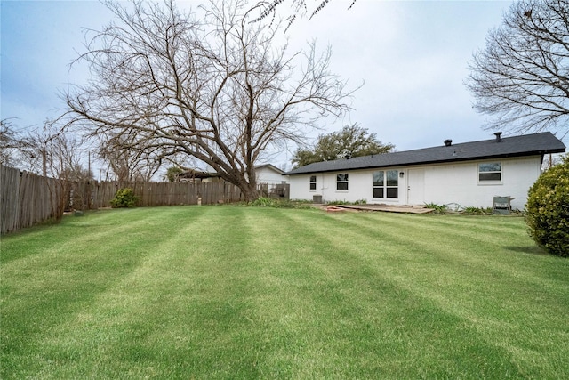 view of yard featuring a fenced backyard