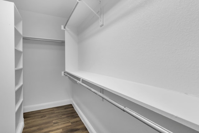 walk in closet featuring dark wood-style floors