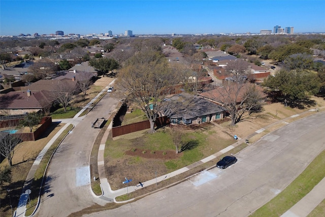 drone / aerial view with a view of city