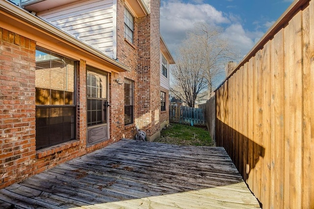 deck featuring a fenced backyard